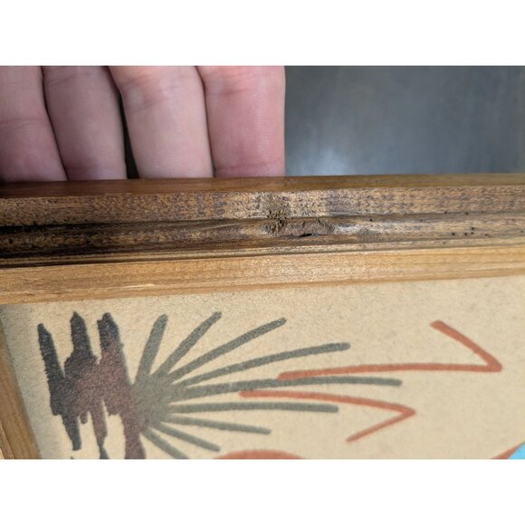 Vtg. M. Goldtooth Framed Navajo Sand Painting Signed  9.5" X9.5" Native American - Picture 10 of 16